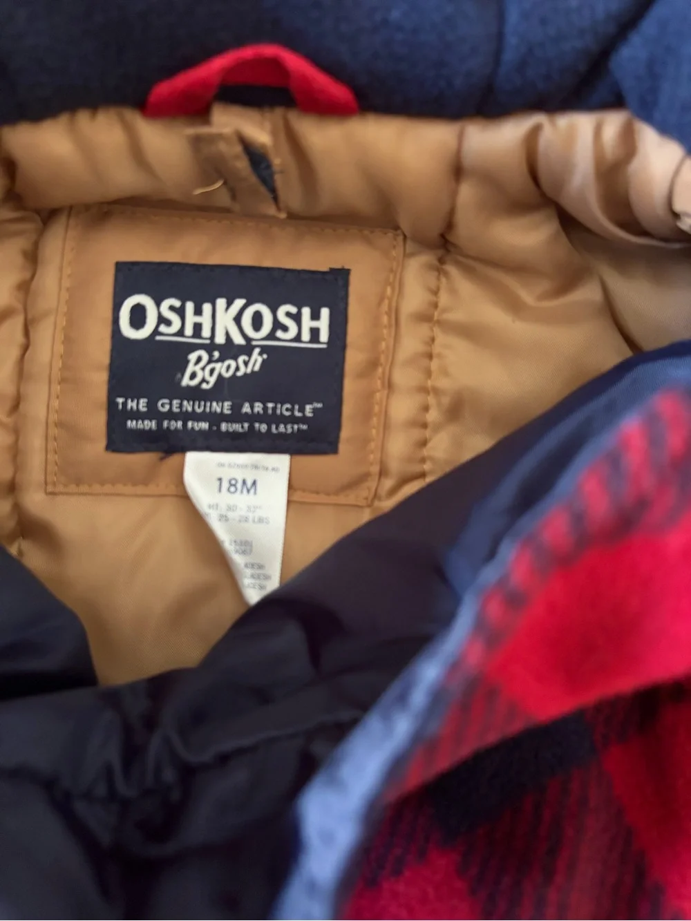 OshKosh B'gosh Hooded Kids Jacket in Brown and Navy